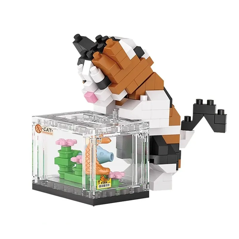 Neue süße Tiere Katzen Aquarien Bausteine Kit Mädchen Ziegel Modell Kinder Spielzeug Kinder