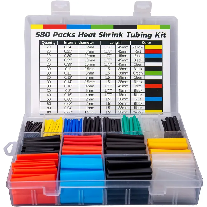 580/560-teiliges Schrumpfschlauch-Set aus EVA-Material in 6 Farben, 11 Größen – ideal für elektrische Isolierung, Reparaturen und Kabelverbindungen