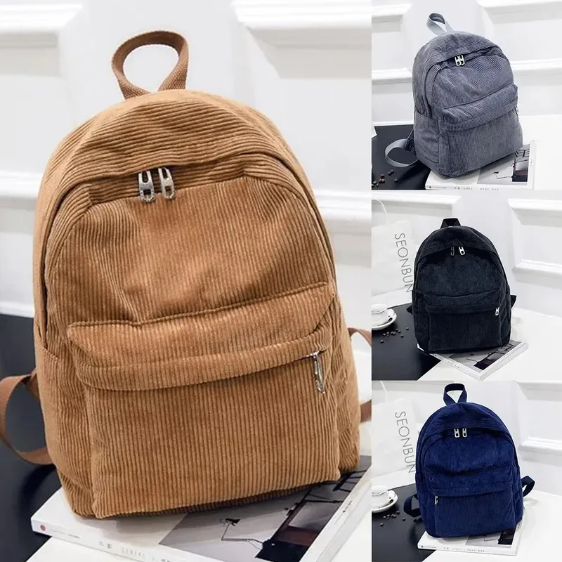 Neue Cord-Rucksäcke für Herren und Damen mit College-Stil, vielseitig einsetzbarer und trendiger Outdoor-Schultaschen für Studenten mit großem Fassungsvermögen