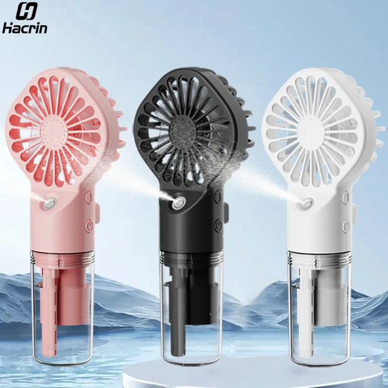 Tragbarer Luftbefeuchter-Ventilator, Mini-Hand-Nebelventilator, tragbarer wiederaufladbarer USB-Handventilator mit Luftbefeuchter, Mini-Wasserspray-Handventilator