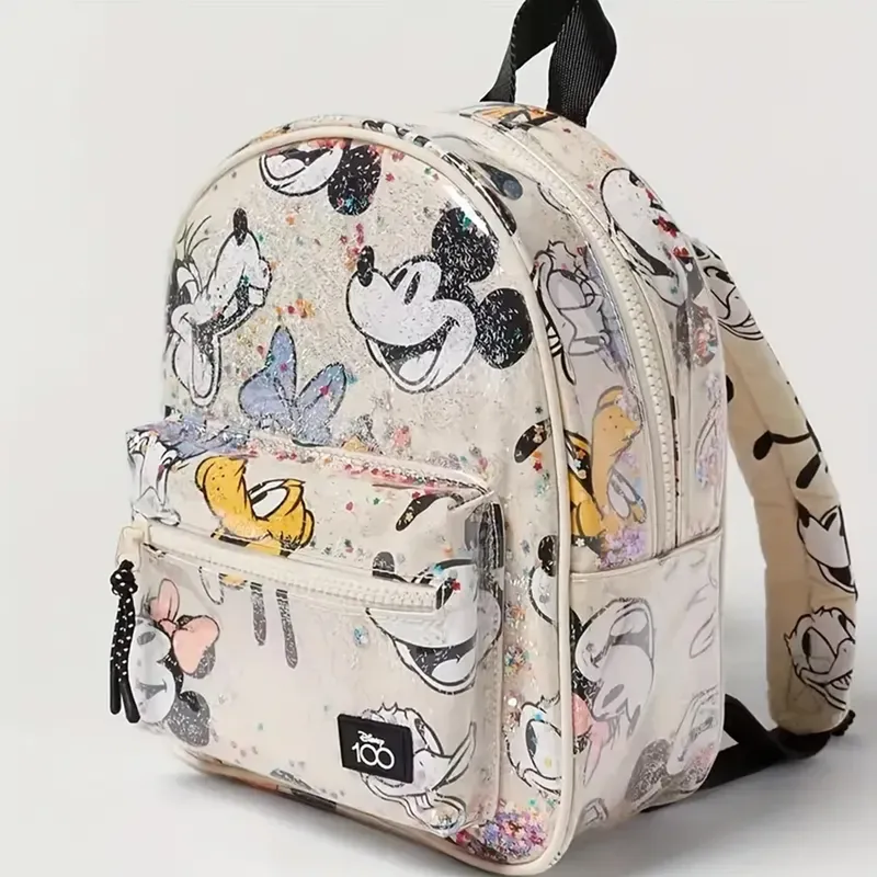 Disney Minnie Mouse Glitzer-Rucksack – niedliches Cartoon-Design mit verstellbaren Trägern, transparenter Reise-Tagesrucksack für Menschen