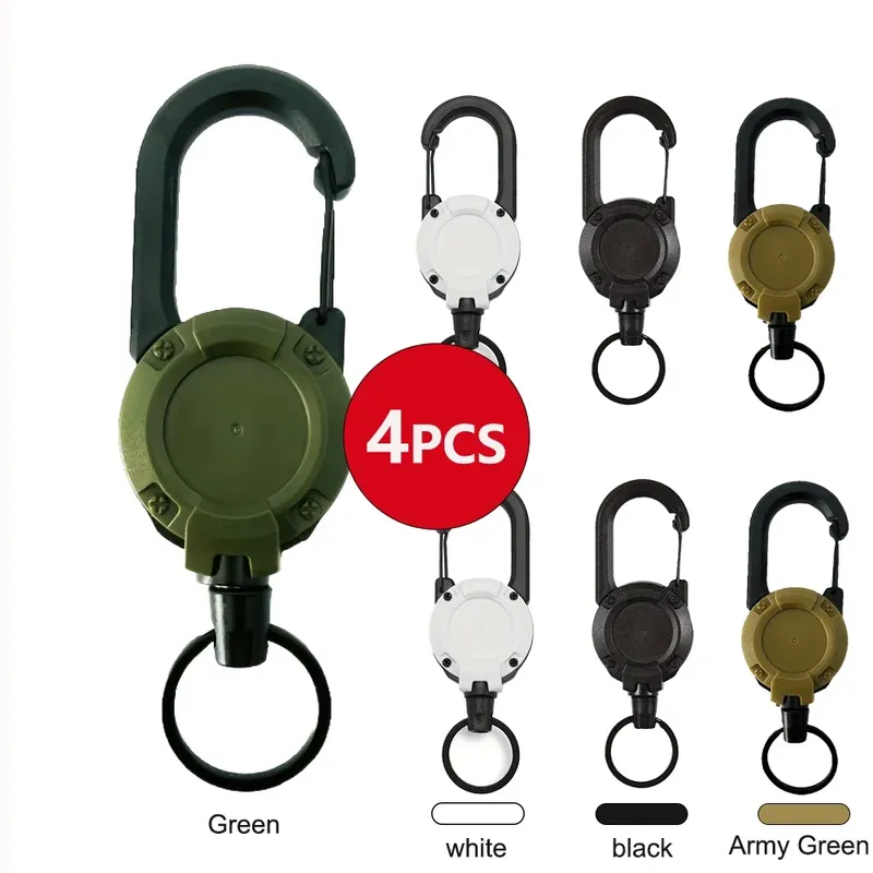 1/2/4 Stück ausziehbare einziehbare Halter Schlüsselanhänger Abzeichenrollen Heavy Duty Clip mit Karabiner Schlüsselanhänger für Männer Outdoor-Taschen