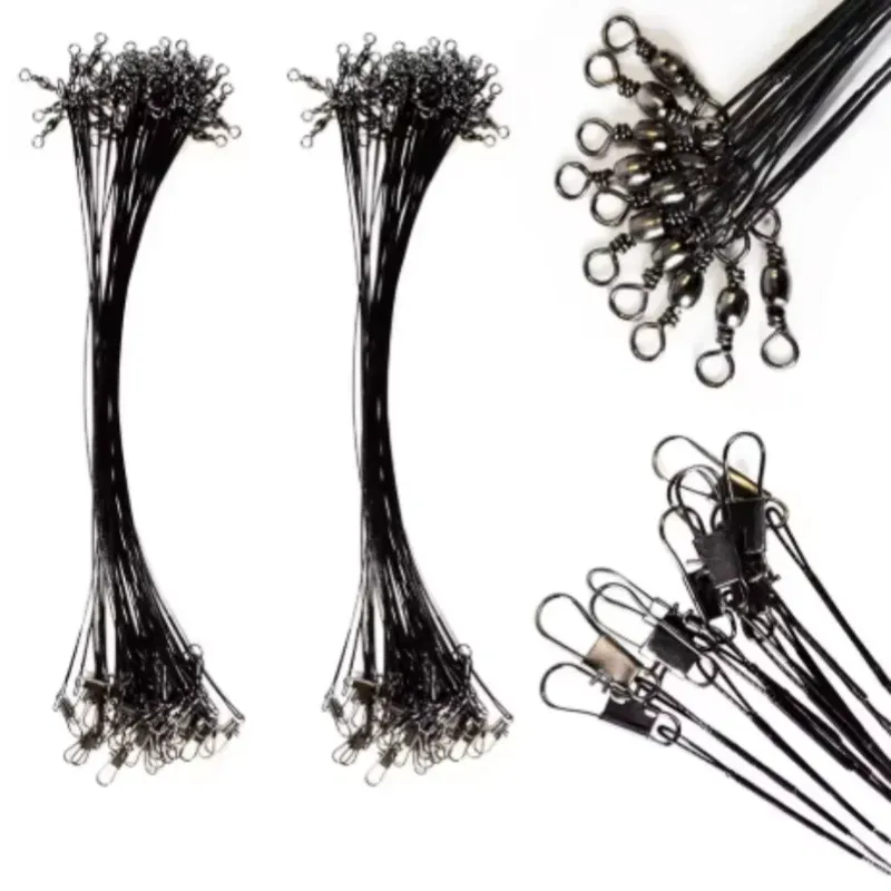 Anti-Biss-Stahl-Angelschnur, Stahldrahtvorfach mit Drehgelenk, Angelzubehör, Bleikern, Leine, Angeldraht, 15 cm, 20 cm, 30 cm