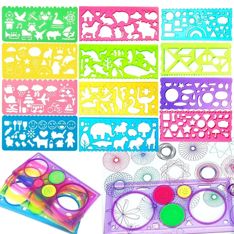 Geometrie Spirograph Zeichnung Schablone Set Malerei Vorlage Lineal Kunst Handwerk Kreative Kinder Kinder Pädagogisches Spielzeug Mädchen Jungen Geschenk
