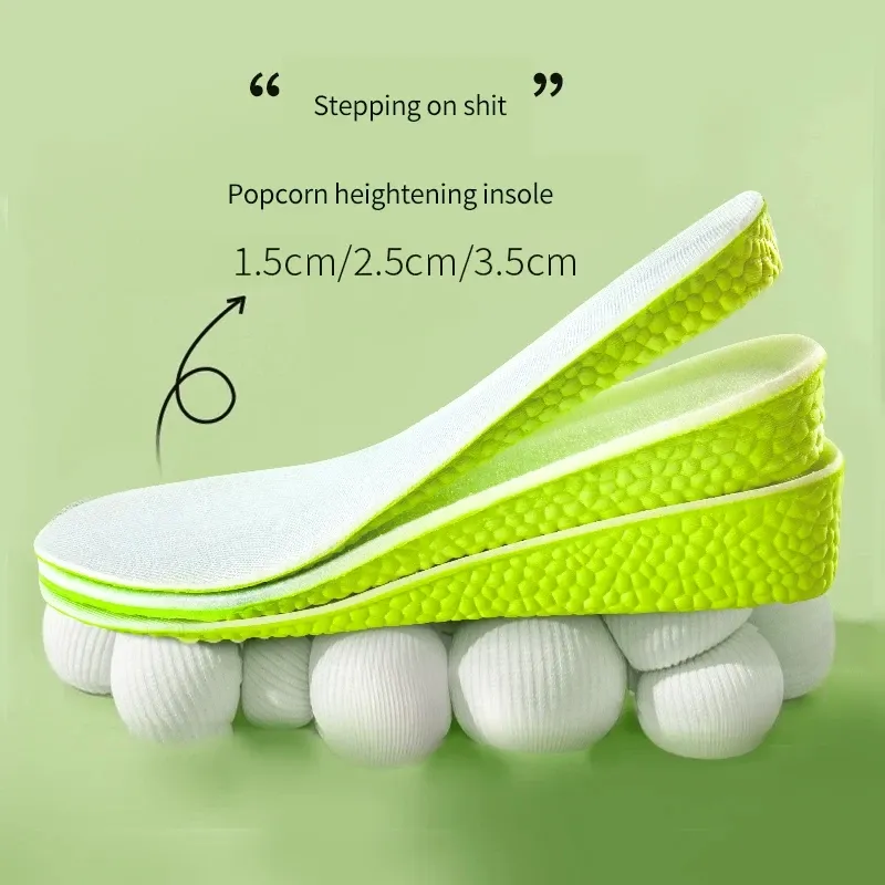 1 Paar Sport-Stoßdämpfungs-Einlegesohle für Füße, Höhenerhöhung, Vorlagen, Männer und Frauen, Schuheinlagen, 1,5 cm/2,5 cm/3,5 cm, wachsende Sohle