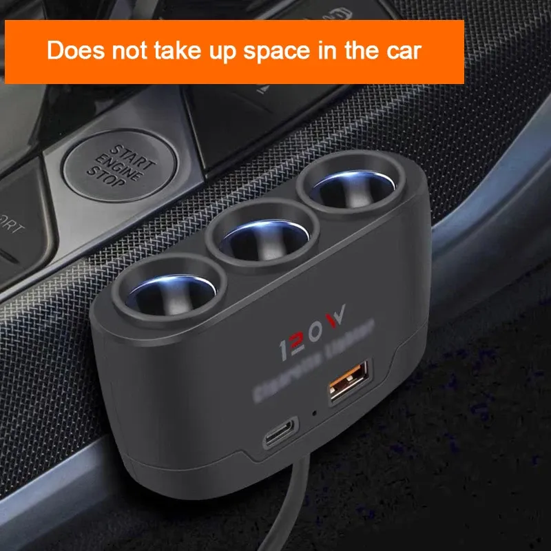 Auto-Ladeadapter One Tow Three Conversion Head mit USB+PD Extended High Power 12V24V Universalmodell
