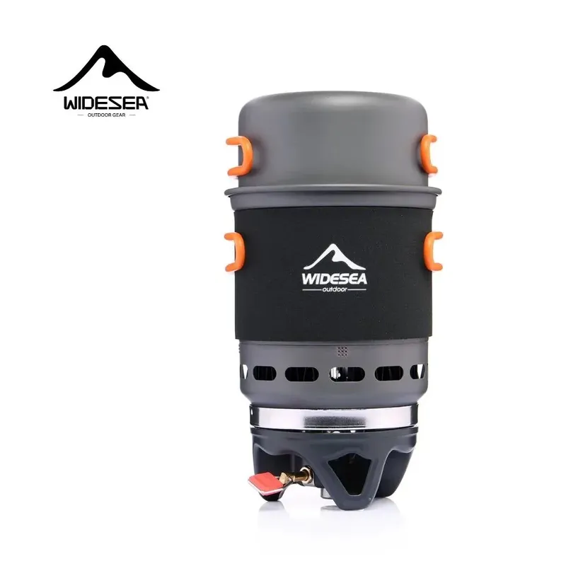 Widesea Camping-Kochsystem mit Wärmetauscher, Outdoor-Gasbrenner, Herd, Touristentopf-Set, Tasse, Geschirr, Kochgeschirr, Tourismus, Wanderung