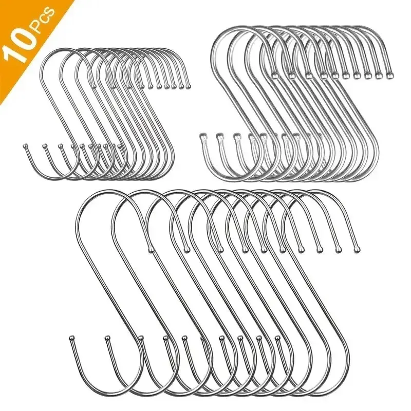 10 Stück Edelstahl S-förmige Haken Küche Badezimmer Kleidung Haken Multifunktionale Metall Hängehaken