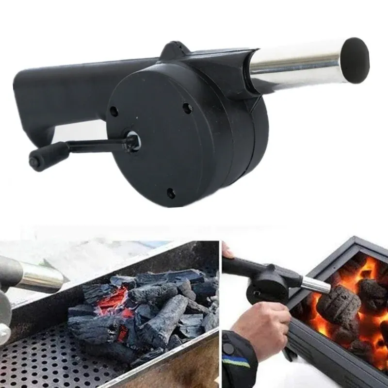 Grillgebläse, kleines manuelles Gebläse, Verbrennungshilfe, handgekurbelter Haartrockner, Outdoor-Grill, Haartrockner, Grillutensilien