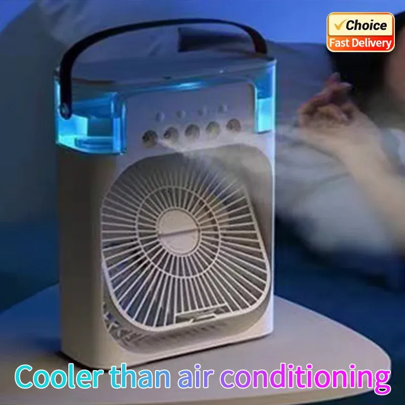 Neuer 3-in-1 tragbarer Ventilator, Klimaanlage, Haushalt, Mini-Luftkühler, LED-Nachtlicht, Luftbefeuchter, Lufteinstellventilator, Büro- und Heimventilator