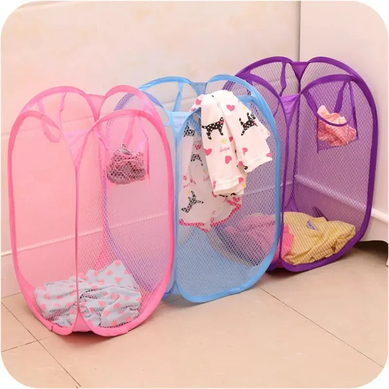 Falten Haushalt Wäsche Lagerung Korb Mesh Schmutzige Kleidung Lagerung BasketSpielzeug Lagerung Tasche Haushalts Lagerung Eimer