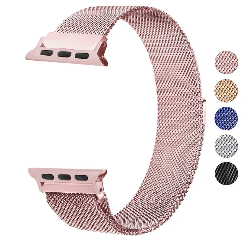 Metallisches Milan-Armband aus Edelstahl, geeignet für die Apple Watch-Serie 987654321   Männer und Frauen als Ersatz für Mesh-Riemen
