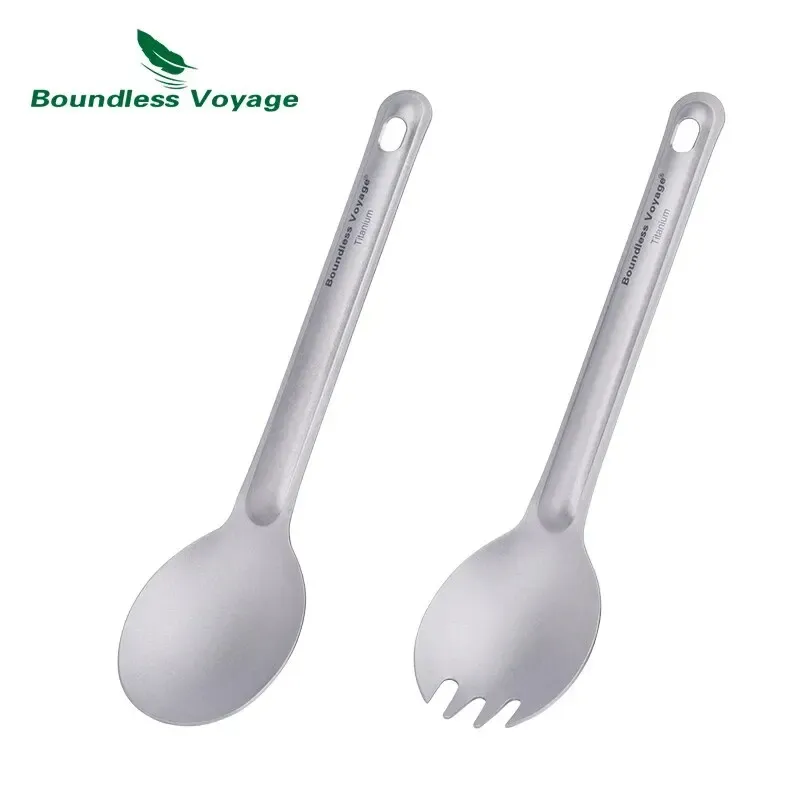 Boundless Voyage Titanbesteck, wiederverwendbarer Löffel, Göffel-Set, leichtes Camping-Geschirr, Outdoor-Besteck