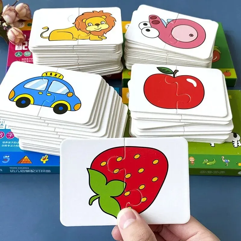 32-teiliges Aufklärungskarten-Matching-Puzzle für frühe Bildung, Cartoon-Muster, kognitives Spielzeug für Jungen und Mädchen