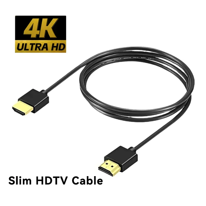 Ultradünnes HDTV-Kabel, 4K, 60 Hz, hohe Geschwindigkeit, schlankes HDTV 2,0 Außendurchmesser, 3,2 mm Audio-Video-Kabel, 1 m, 1,5 m, 2 m, 3 m, 5 m, für HDTV-Laptop-Projektor