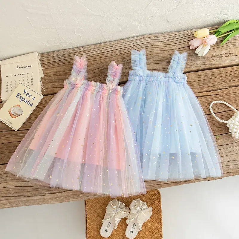Baby Kleider Sommer Bunte Pailletten Mesh Baby Mädchen Kleid Süße Schlinge Mädchen Hochzeit Blumenmädchen Kinder Kleid Baby Mädchen Kleidung