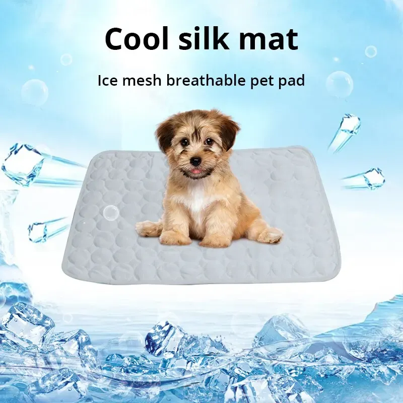 1pc Welpen Grau Eis Seide Kühl Pad Sommer Kühl Atmungs Kühlung Waschbar Wiederverwendbare Biss Widerstand Kleine Haustier Katze Schlafen pad