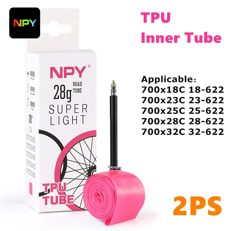 NPY 2PCS Ultraleicht 28g Fahrradschlauch 700X18 25 28 Rennrad TPU Material Reifen 65mm Länge Französisch Ventil