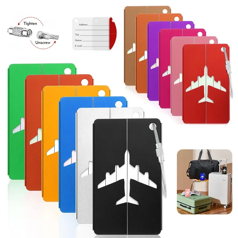 Reisegepäckanhänger aus Aluminiumlegierung zum Aufhängen, Kofferanhänger, Flugzeug mit Namen, Ausweise, Anti-Verlust, einfarbig, Reisezubehör