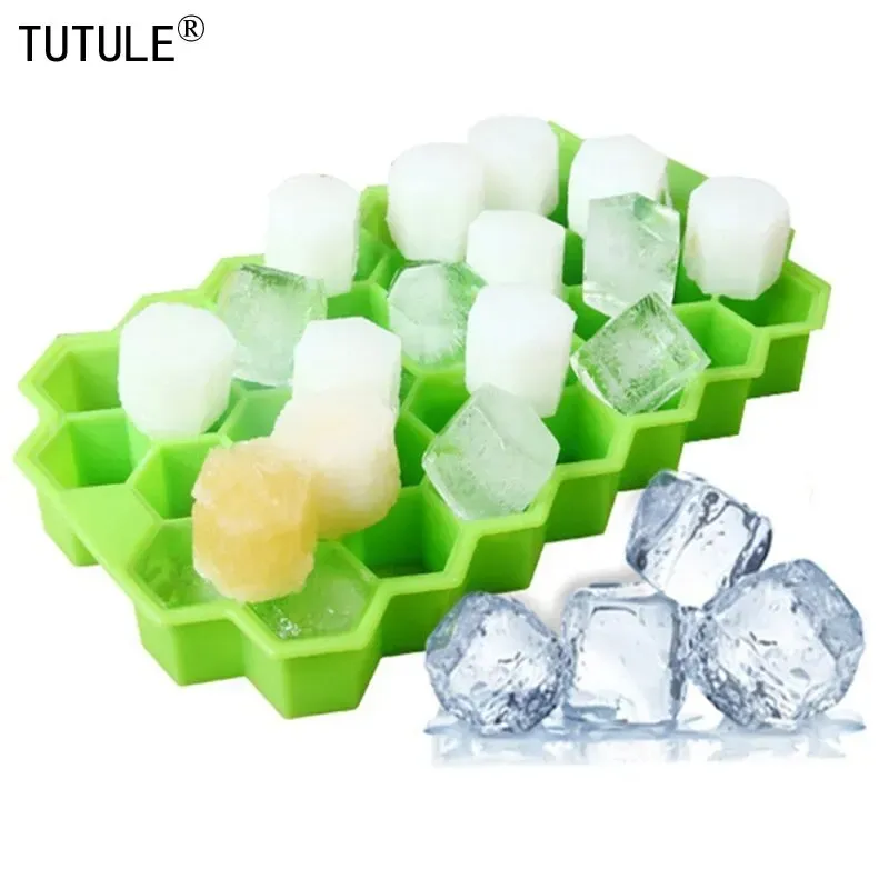 Waben-Eisfachformen mit 37 Fächern, Gelee-Eiswürfelform mit Deckel, Waben-Eiswürfel-Eisbox-Formen