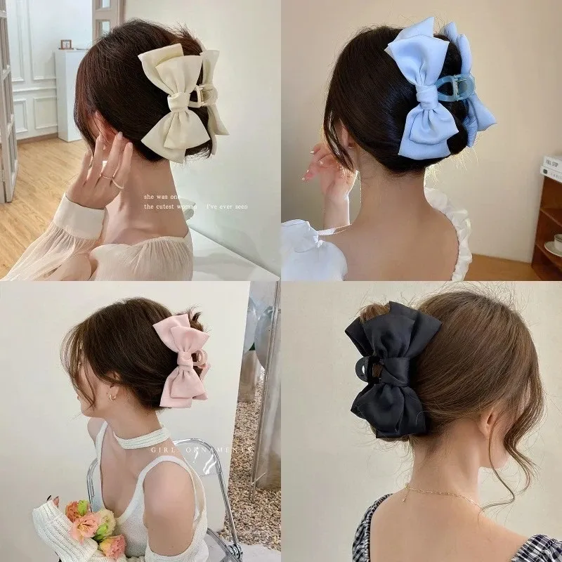 Mode Frauen Bogen Haarnadel Koreanische Version Von Einfarbig Schmetterling Satin Haar Clips Mädchen Haar Zubehör Kopfbedeckungen