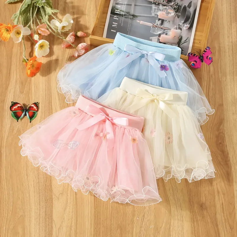 Sommer Baby Mädchen Blume bestickt Bogen halben Rock Mädchen süße Mode kurzen Rock
