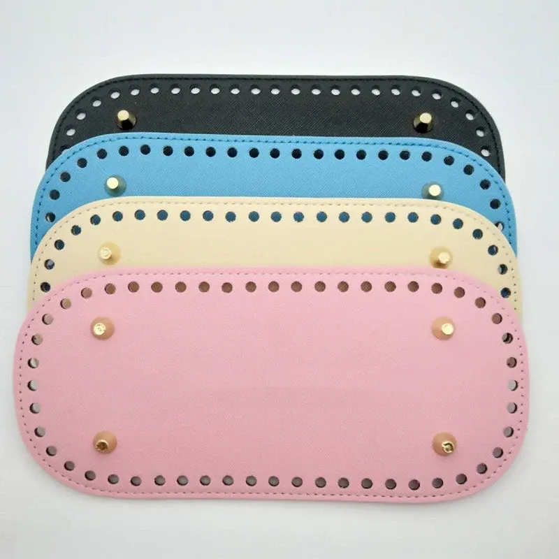 22x10cm langer Boden für gestrickte Tasche PU-Leder Taschenbasis handgemachter Boden mit Löchern Diy Häkeltaschenboden Zubehör