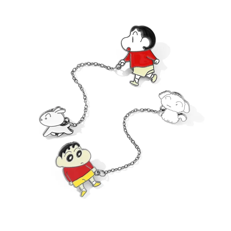 Crayon Shin-Chan Cartoon Niedliche Metall Emaille Abzeichen Walking Dog Spaß Brosche Kleidung Anime Plüsch Spielzeug Cosplay Geschenke