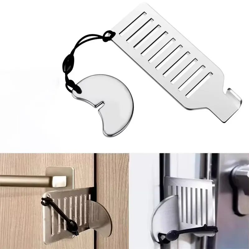 Sicherheits-Diebstahl-Türblocker, tragbar, 8 cm, Edelstahl, sicheres Sicherheitswerkzeug für Zuhause, Privatsphäre, Hotel, Reisen, Türschloss-Stopper