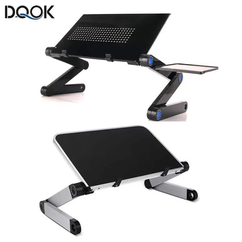 Verstellbarer Laptop-Schreibtischständer, tragbarer, ergonomischer Lapdesk aus Aluminium für TV, Bett, Sofa, PC, Notebook-Tisch, Schreibtischständer mit Mauspad