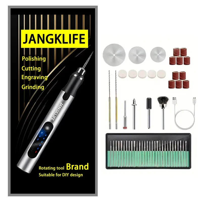 JANGKLIFE USB Cordless Rotary Tool Kit Holzbearbeitung Gravur Stift DIY Für Schmuck Metall Glas Mini Drahtlose Bohrer