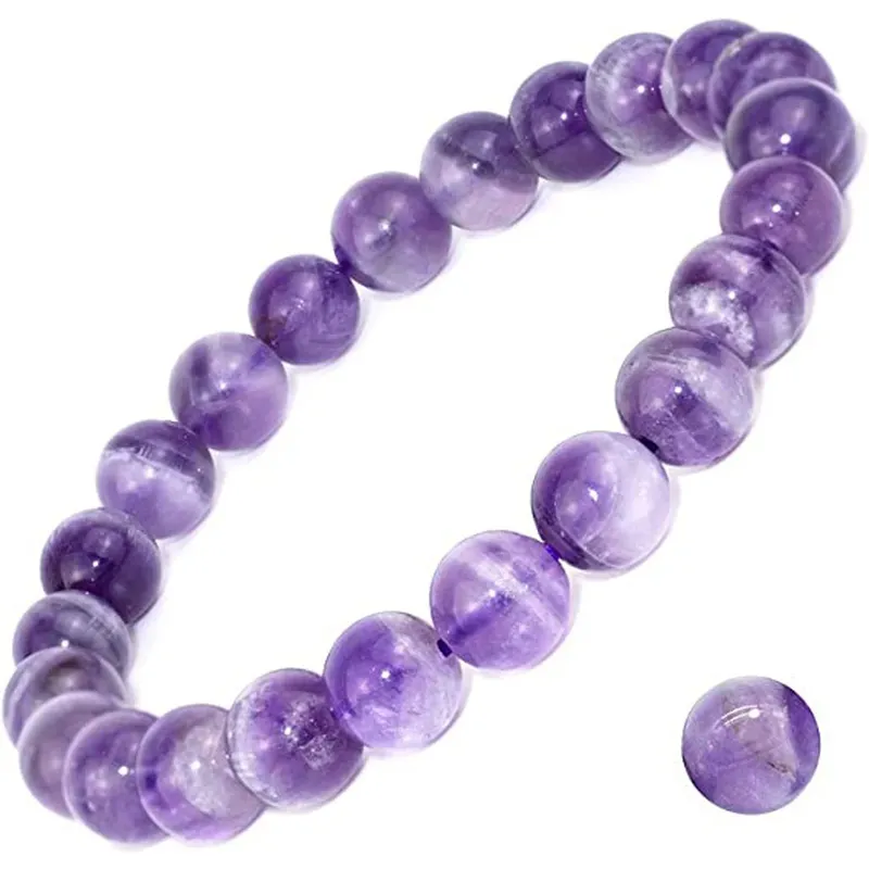 Natürliche Traum Spitze Amethyst Stein Perlen Armbänder Frauen Lila Kristall Quarz Energie Perle Reiki Healing Armreif Schmuck Geschenk
