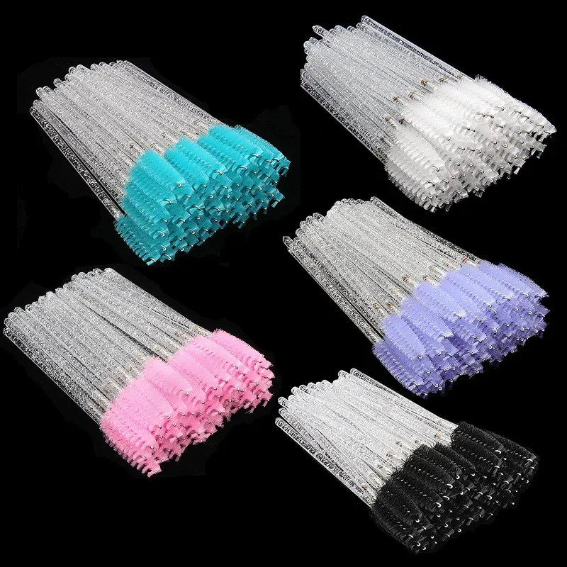 Einweg Kristall Wimpern Pinsel Kamm 50Pcs Wimpern Verlängerung Mascara Zauberstäbe Make-Up Professionelle Make-Up Schönheit Werkzeug
