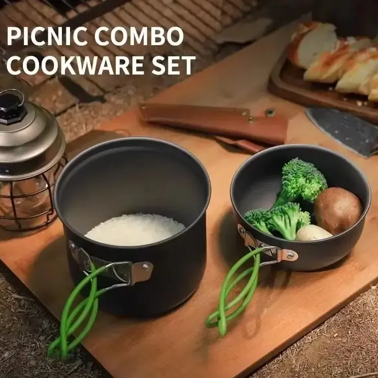 Outdoor-Camping-Kochset, Küchenzubehör, Kochgeschirr-Set aus hartem Aluminiumlegierungsmaterial, Wander- und Picknick-Ausrüstung