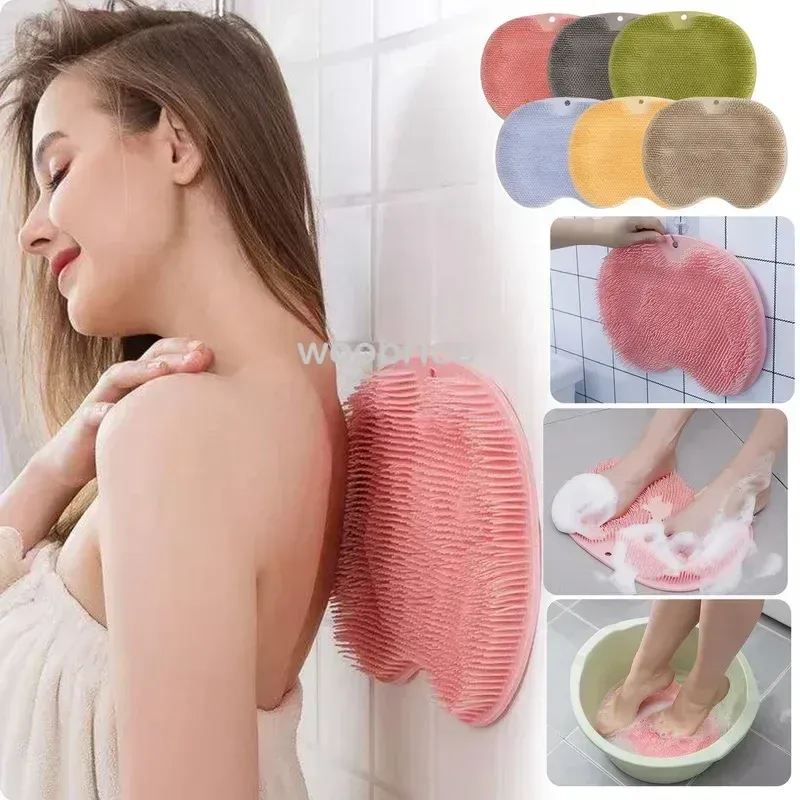 Silikon Reiben Zurück Pinsel Bad Nicht-slip Waschen Fuß Pad Massage Dusche Matte mit Sauger Bad Massage Fuß Peeling pinsel Pad