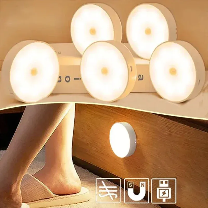 LED Motion Sensor Nachtlicht USB Aufladbare Nacht Lampe Für Küche Schrank Garderobe Lampe Treppe Drahtlose LED Schrank Licht