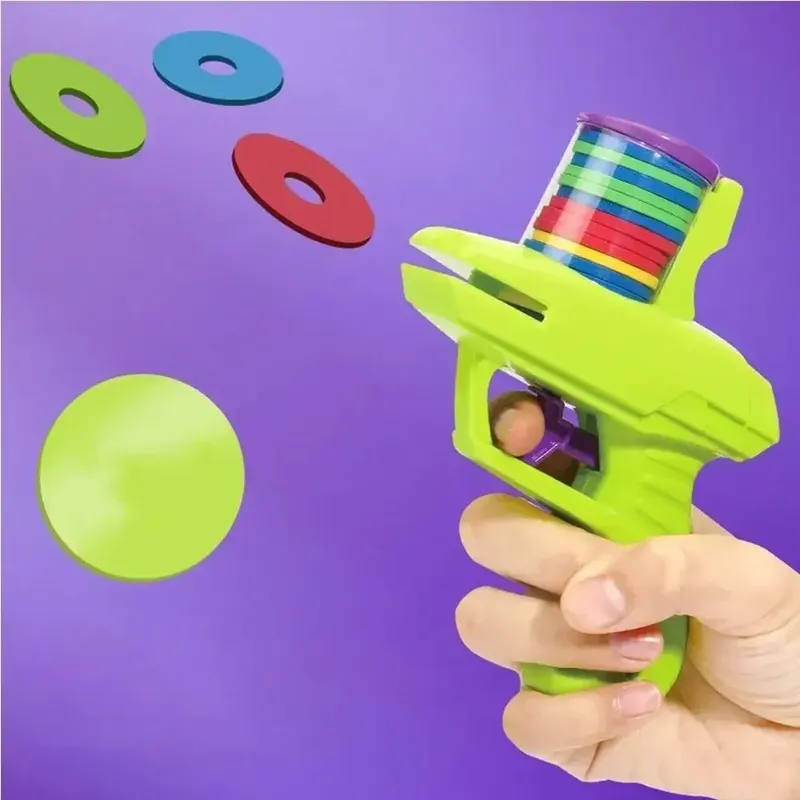 Outdoor Spiel Mini Disc Gun Spielzeug Fliegende Disc Schießen Launcher Pistole Doppel eltern-kind-Interaktive Kinder Spielzeug Für jungen geschenke