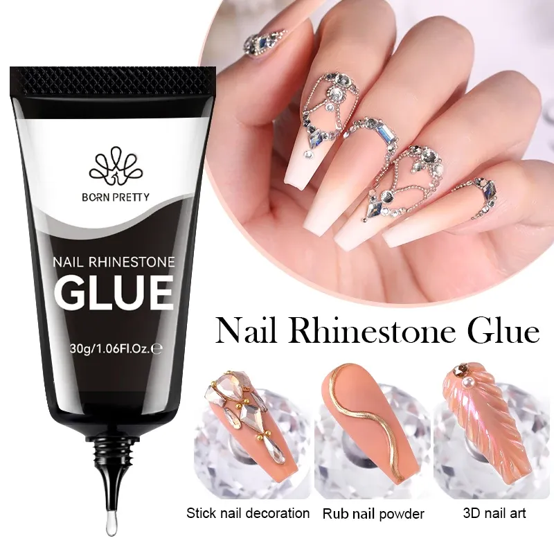 BORN PRETTY 30 ml Strass Kleber Nagel Gel Polarisch Für Maniküre Transparent Nail art Sticky Gel Starke Schmuck Dekorationen