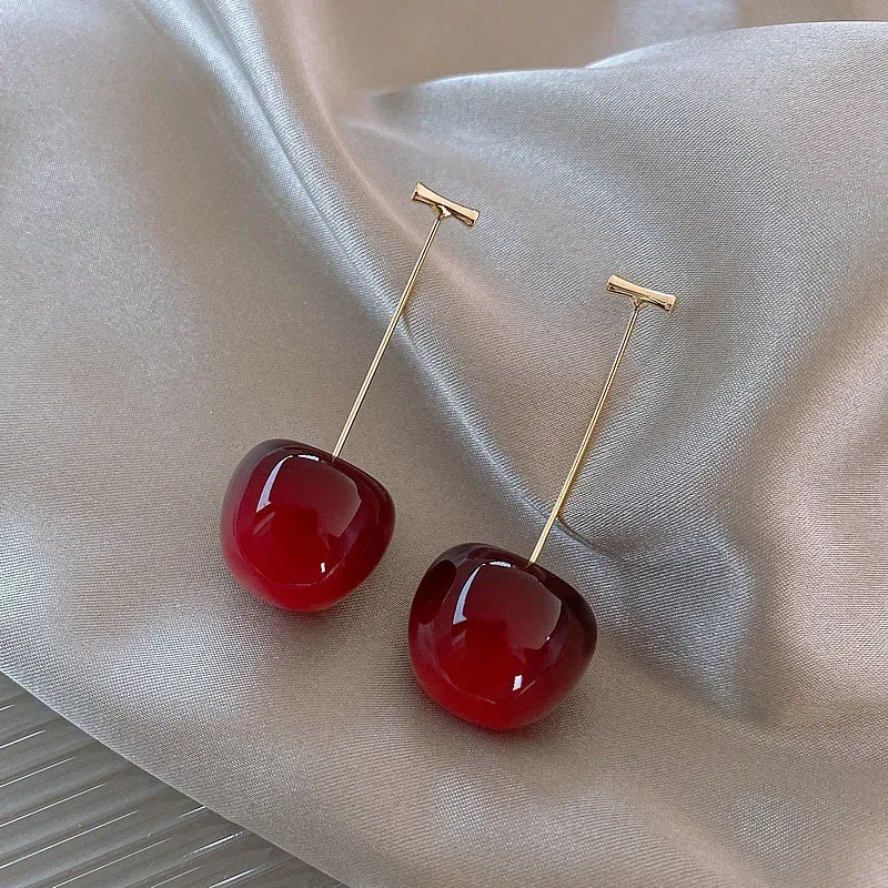 Süße rote Kirsche Ohrringe Damen Mode zarte Frucht Design Tropfen baumeln Ohrringe Hochzeit Party koreanische Ohrschmuck Geschenk