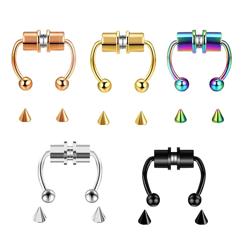 Frauen Gefälschte Piercing Nase Ring Hoop Septum Nicht Piercing Nase Clip Rock HipHoop Edelstahl Magnet Mode Punk Körper Schmuck
