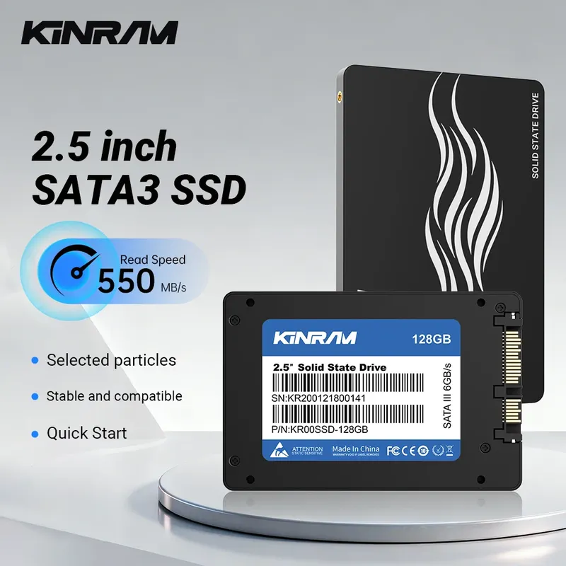 KinRam 2,5 SATA3 SSD 128 GB 120 GB Laptop Solid State Drive 128 GB 120 GB Festplatte Interne High-Speed SATA 3 HDD für PC Desktop
