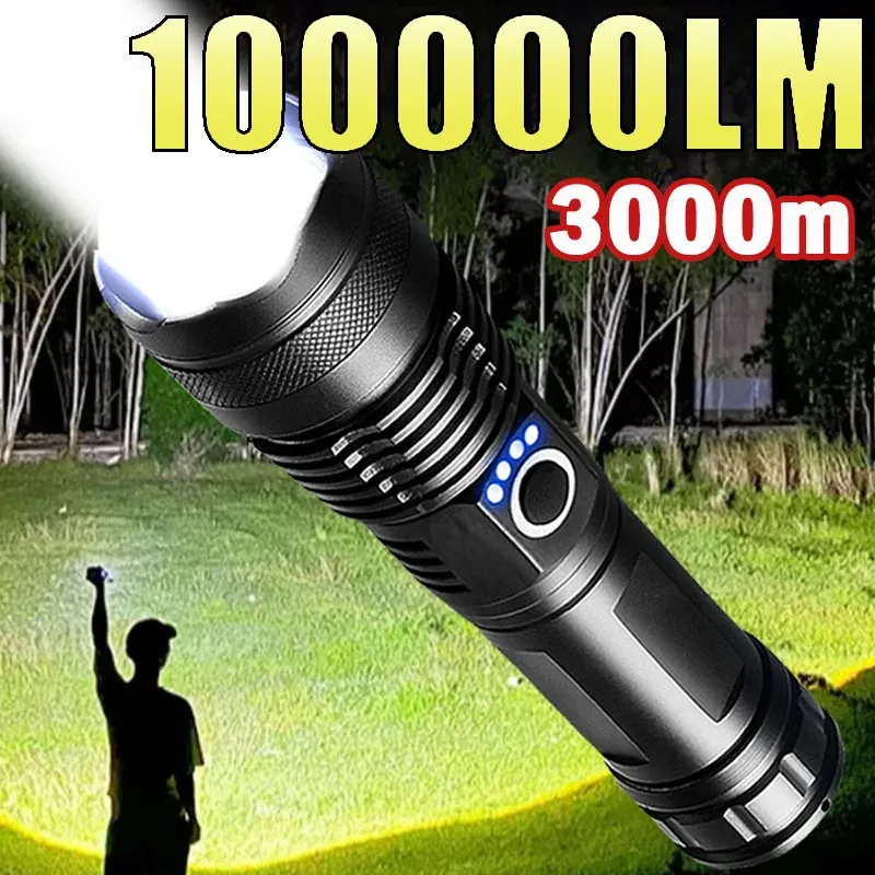 High Power Led Taschenlampe Teleskop Zoom Tragbare Wiederaufladbare Led Lampe Notfall Scheinwerfer Camping Taschenlampe