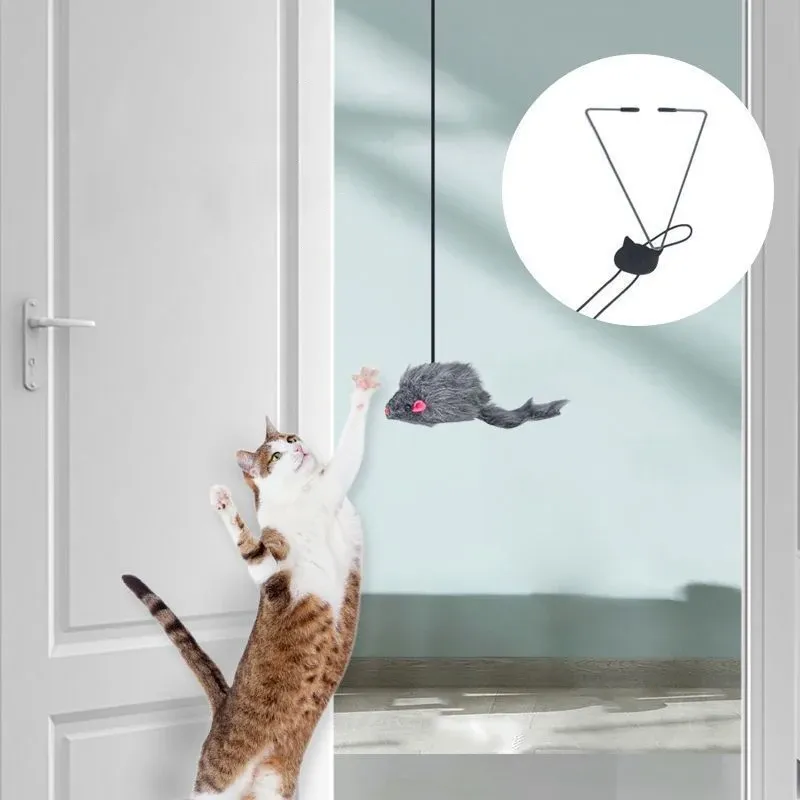 Hängende Tür Maus necken Katze Stick elastische Clip Tür Schaukel hängen Springen Spielzeug Katze Relief Heimtierbedarf