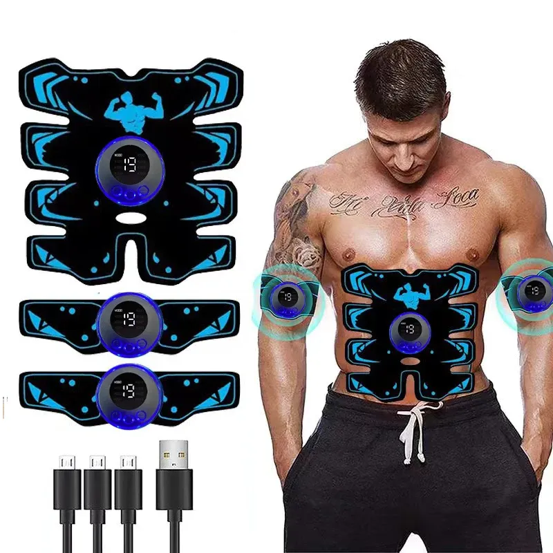 USB wiederaufladbarer EMS-Muskelstimulator ABS-Arm 3-in-1-Trainer-Pad Wireless Smart Fitness Bauchtraining Elektrischer Körper Slim