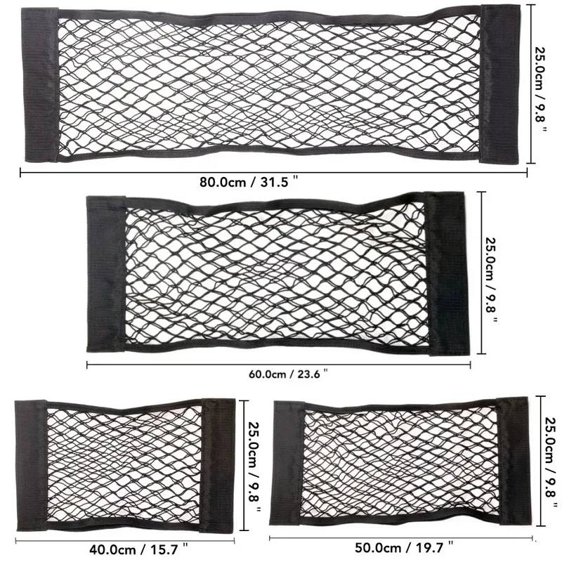 Auto Zurück Hinten Mesh Kofferraum Sitz Elastische String Net Magie Aufkleber Universal Lagerung Tasche Tasche Käfig Auto Organizer Sitz Zurück Tasche