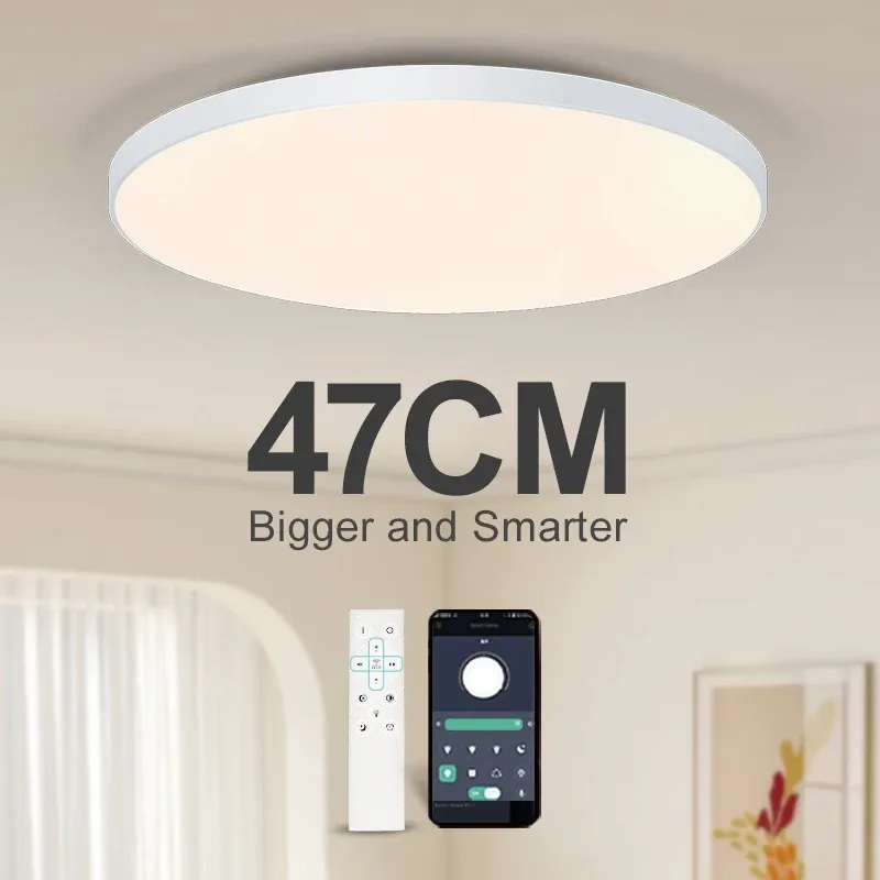 MARPOU Intelligente Deckenleuchte, LED-Lampe für Schlafzimmer, große Deckenlampen, LED-Leuchten mit Fernbedienung, dimmbare LED-Leuchten für den Raum