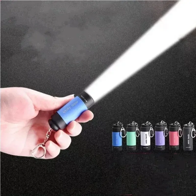 LED-Mikrotaschenlampe, tragbar, über USB wiederaufladbar, Schlüsselanhänger-Taschenlampe, wasserdicht, für Zuhause, Outdoor, Wandern, Camping