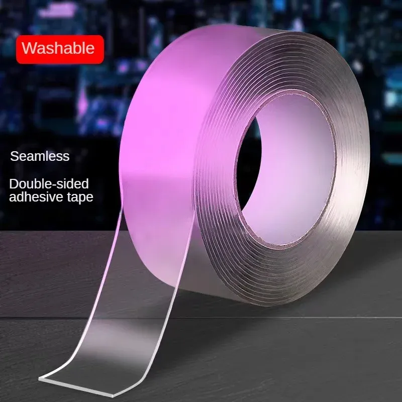 Nano doppelseitiges Klebeband, spurlos, Hakenkleber, Acryl, doppelseitiges Klebeband, transparentes Klebeband, wasserfester Nano-Kleber