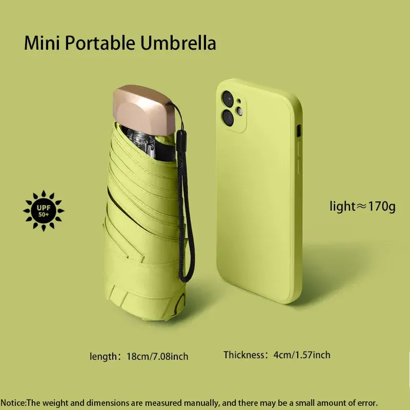 Mini-Sonnenschirm für den Außenbereich, UV-Schutz, ultraleicht, faltbar, fünffacher Regenschirm, Sonnenschirm