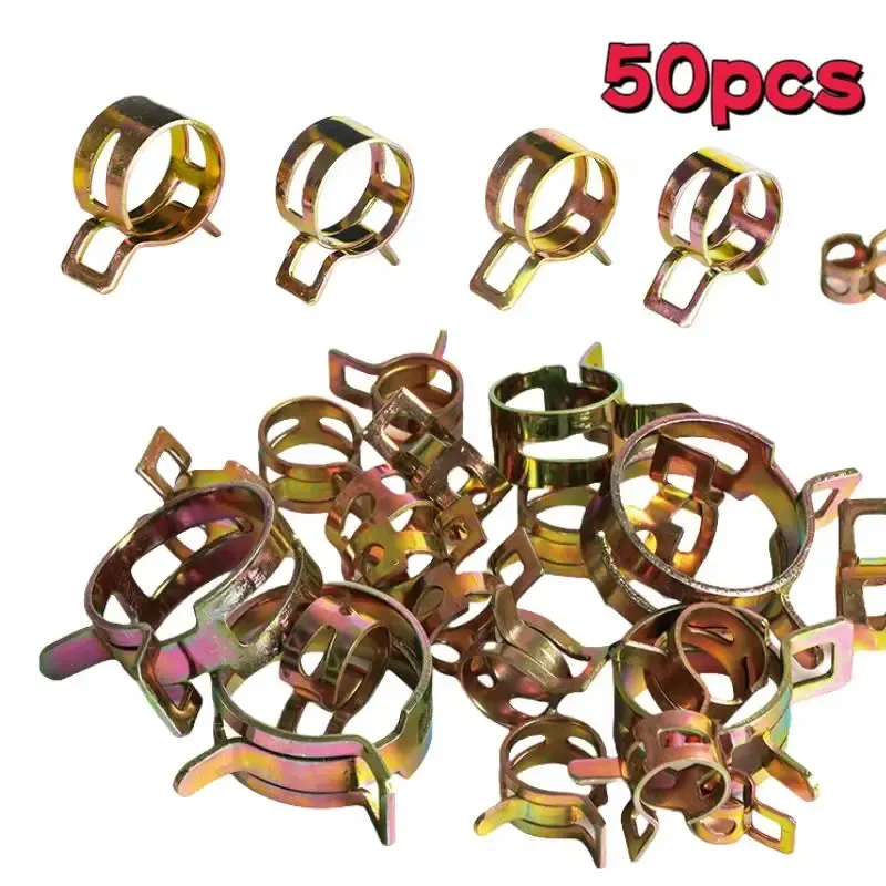 50 Stück Verschluss, 5 mm, 6 mm, 7 mm, 8 mm, 9 mm, Federklemme, Kraftstoff-Wasserleitung, Schlauchrohr, Luftschlauchklemmen, Kraftstoff-Wasser-Schlauchklemmen, Verschluss